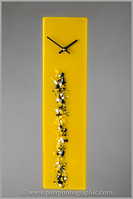 Glass wall clock for a Plymouth glass shop 